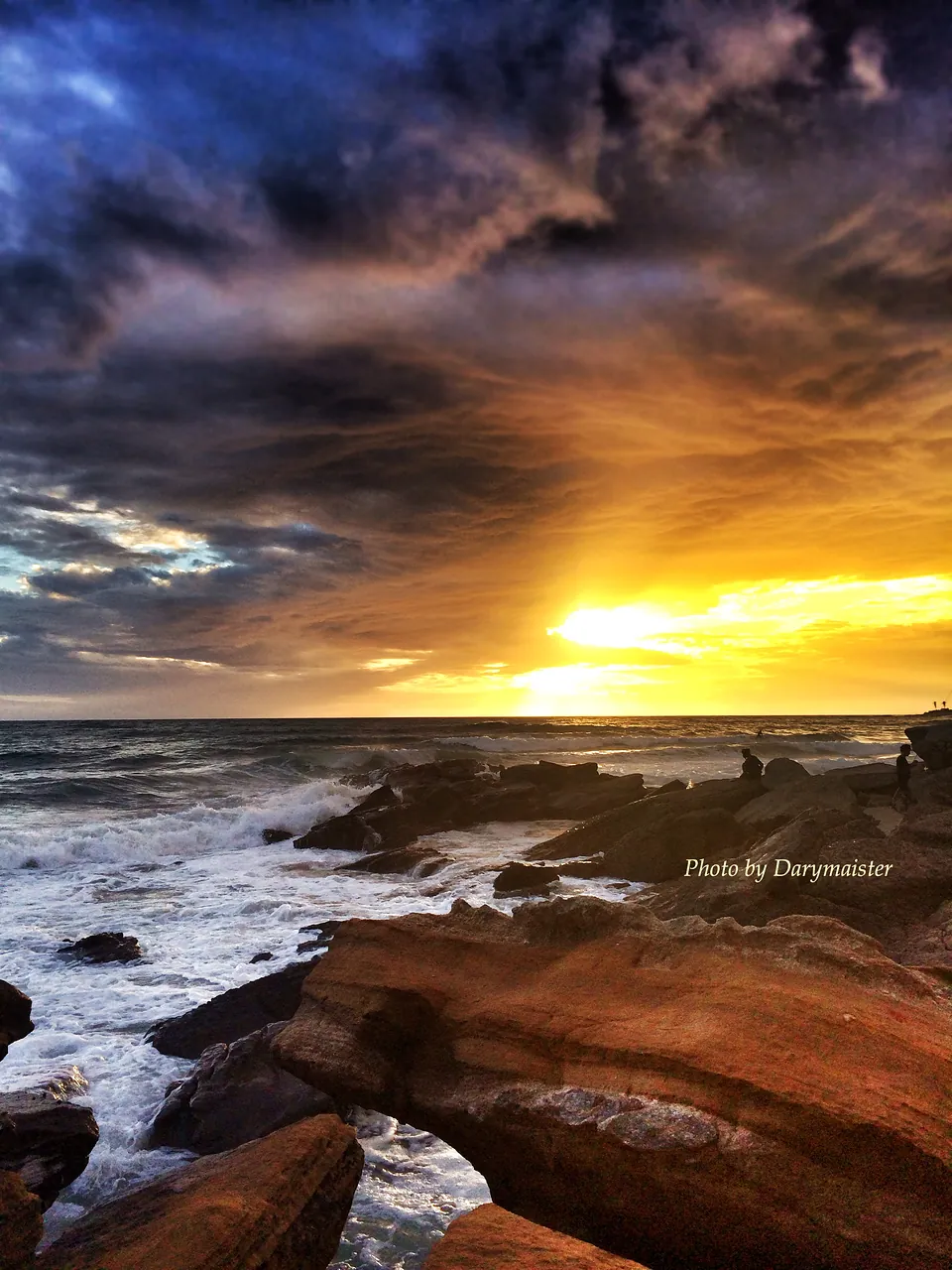 Sunset over the rocky Taghazout coastline