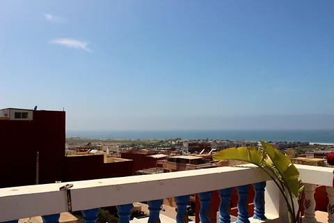 Ocean view over Tamraght from the rooftop